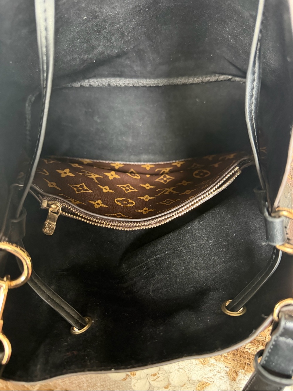 Source unknown Brown Monogram Drawstring Bucket Bag - Picture 10 of 12